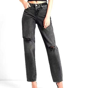 Express Low Rise Black Ripped Boyfriend Jeans